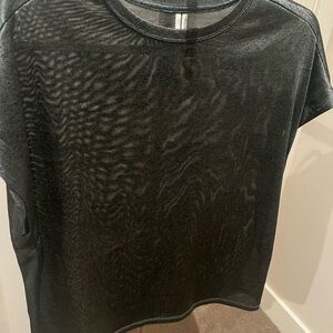 Anthropologie Sheer Green Short Sleeve Top